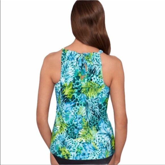 DREAMSUIT BY MIRACLE BRANDS TIERED TROPICAL SLIMMING CONTROL TANKINI TOP 10 NWT - Picture 3 of 13